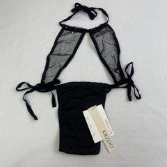Perspective lace sheer neckless lingerie set
