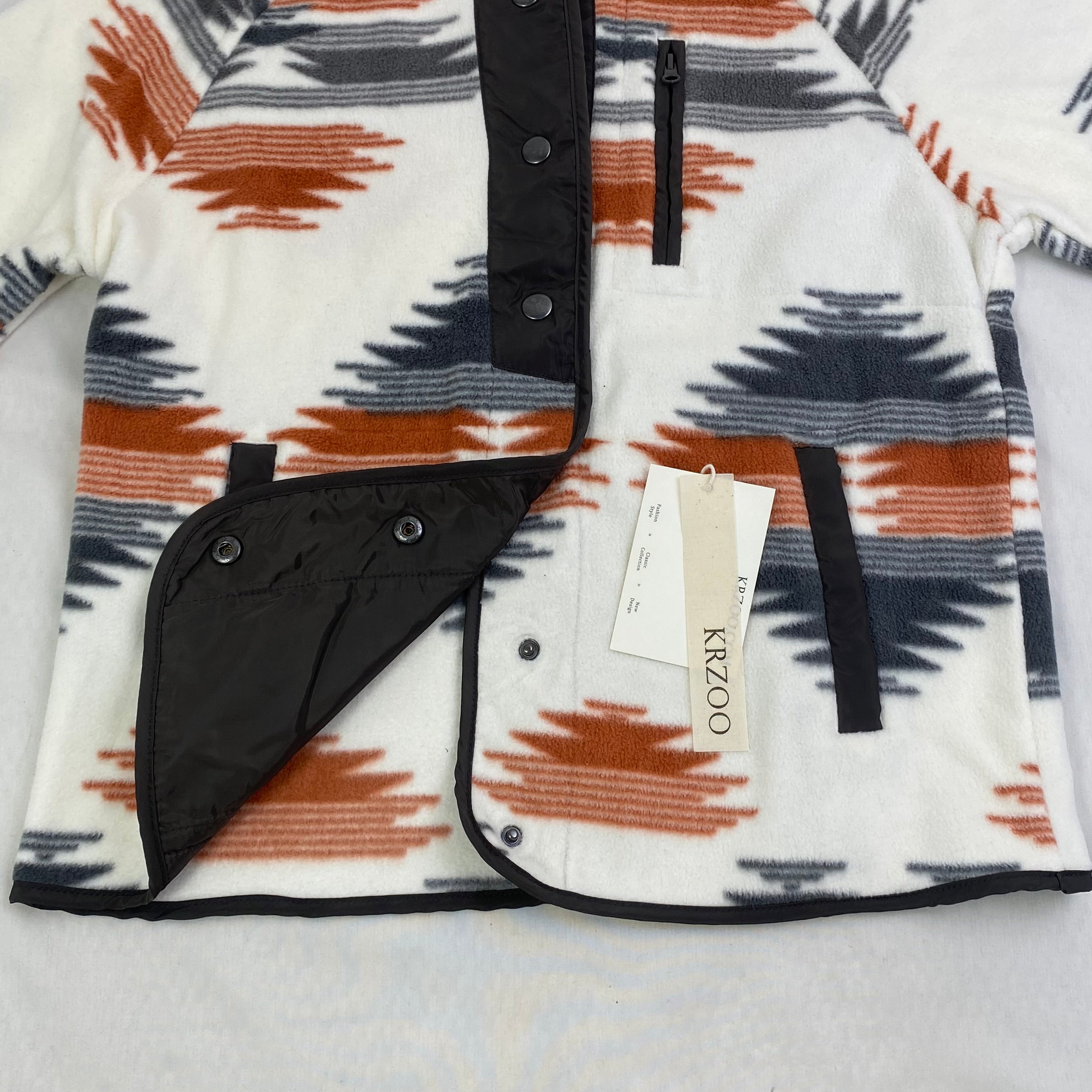 Jacket with plush geometric pattern coat