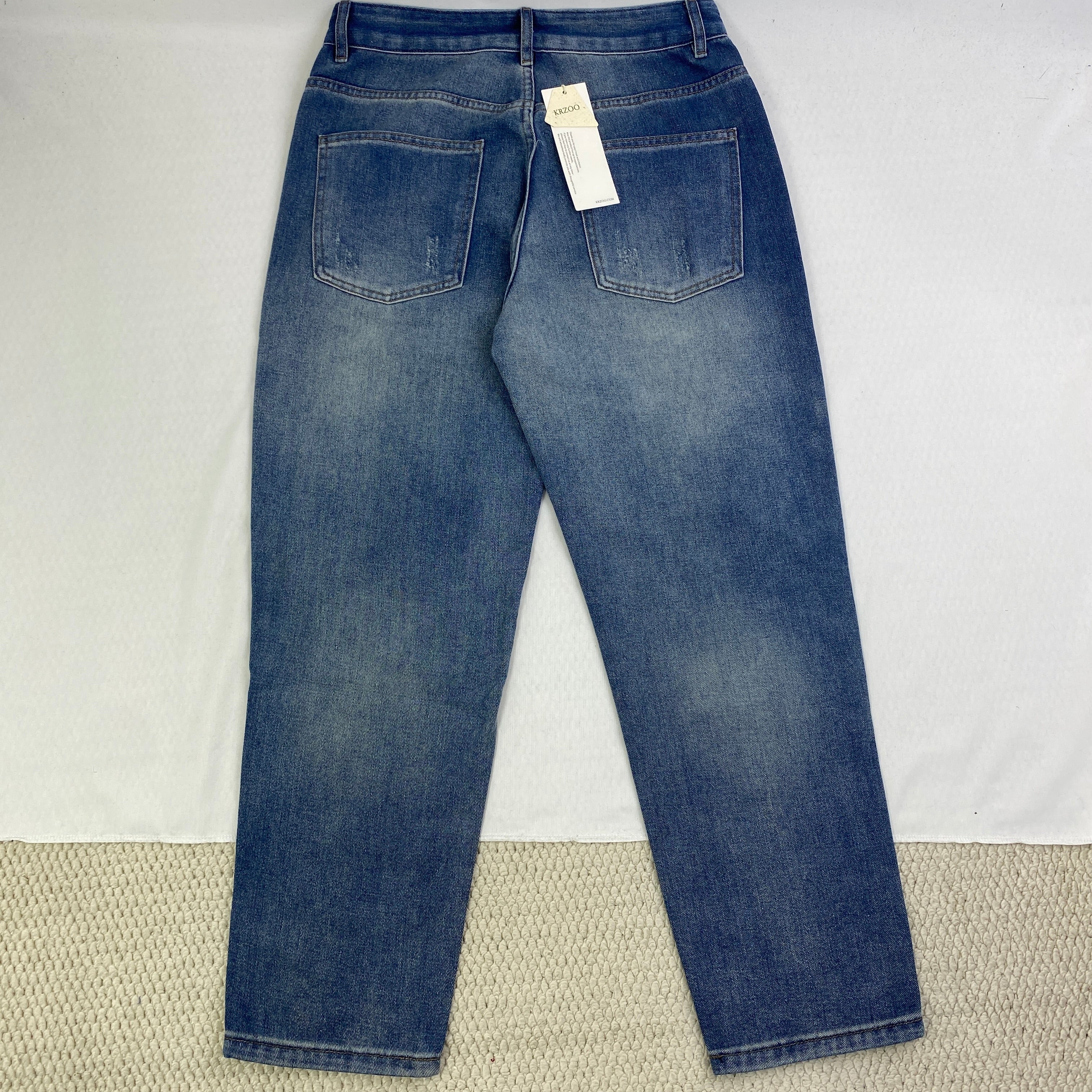 Hole-less loose straight-leg jeans