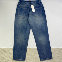 Hole-less loose straight-leg jeans