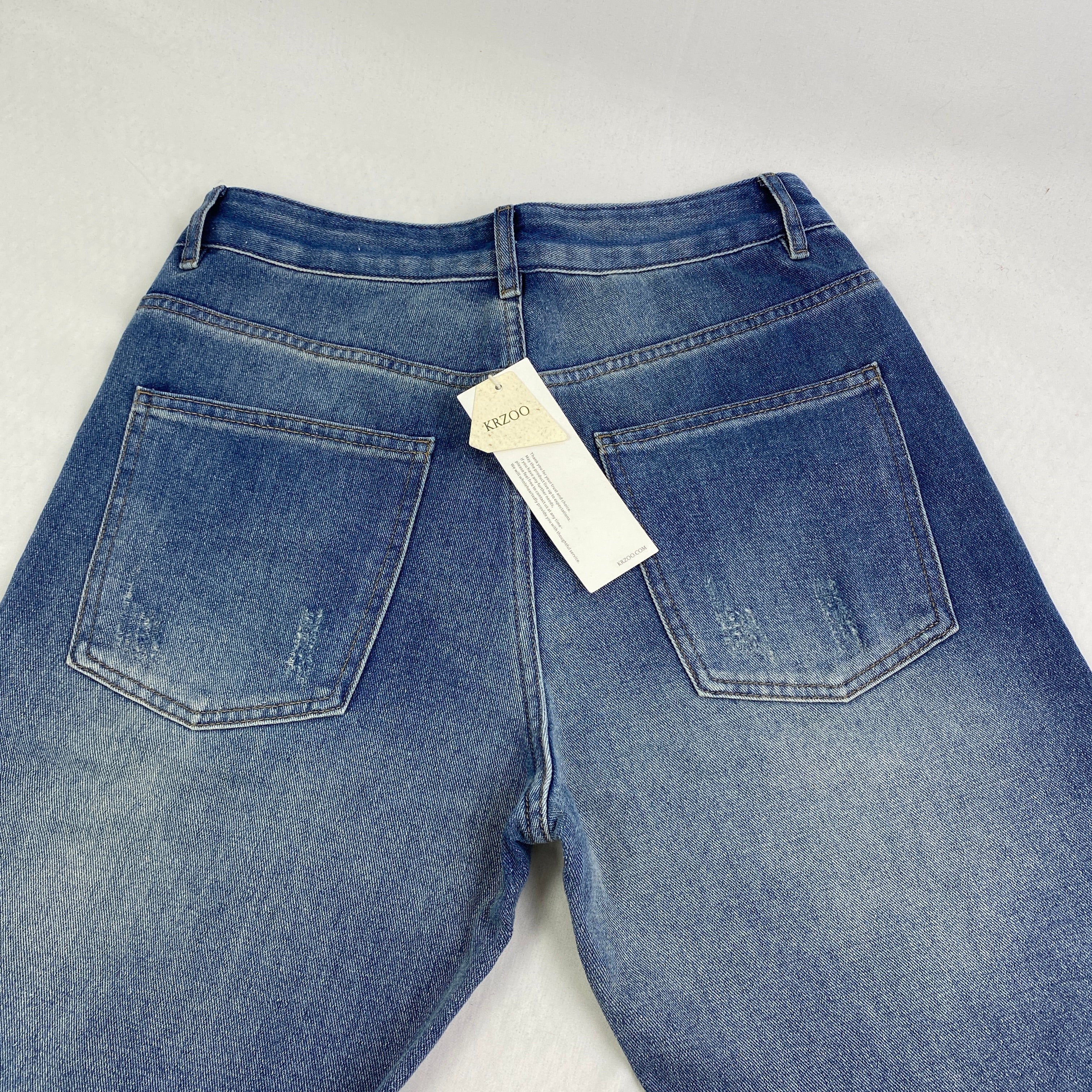 Hole-less loose straight-leg jeans