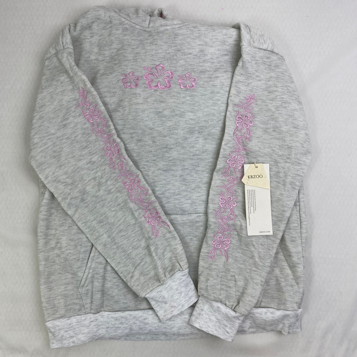 Flower embroidery long-sleeved casual hoodie