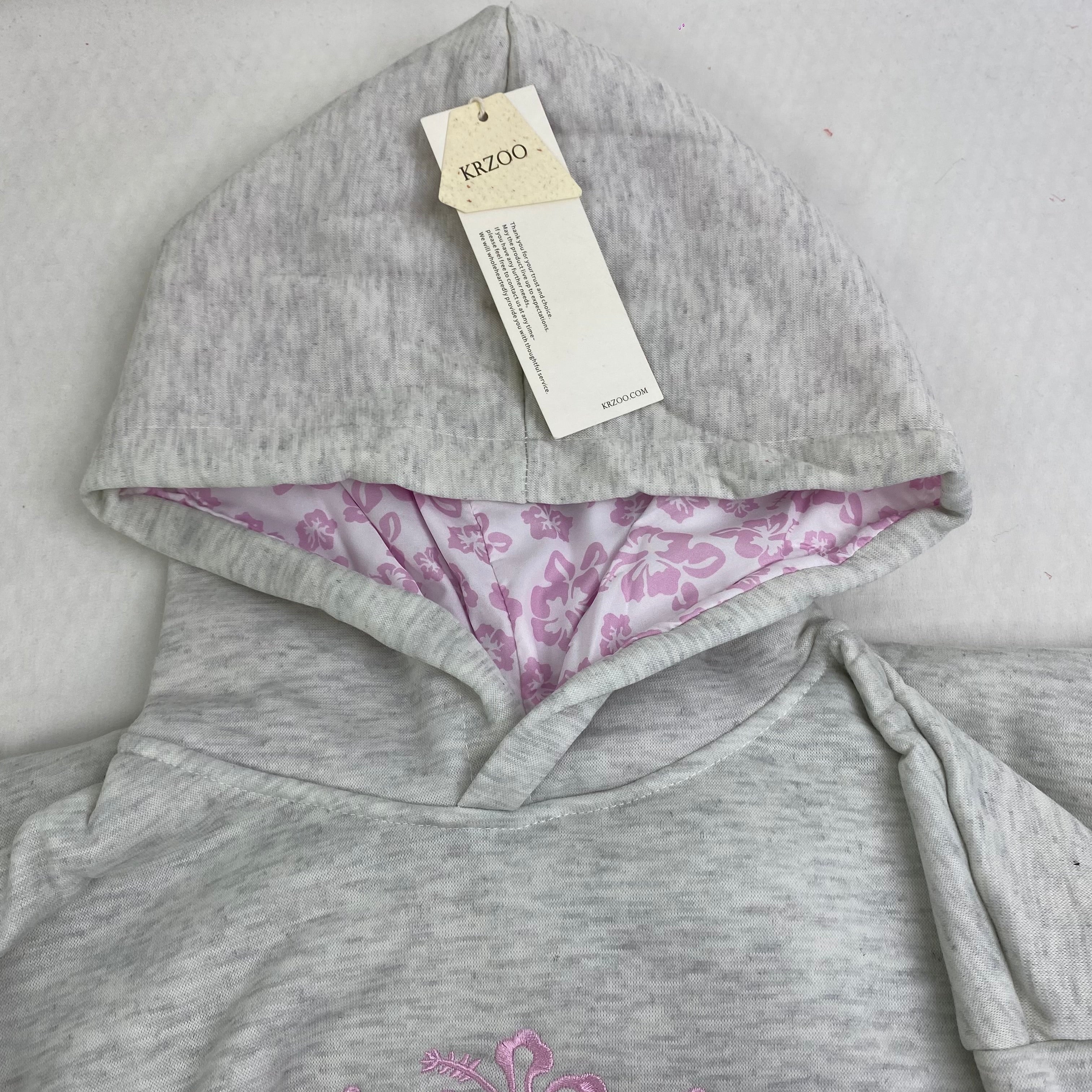 Flower embroidery long-sleeved casual hoodie