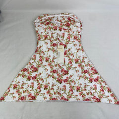 Floral print fitted off-the-shoulder strapless dress