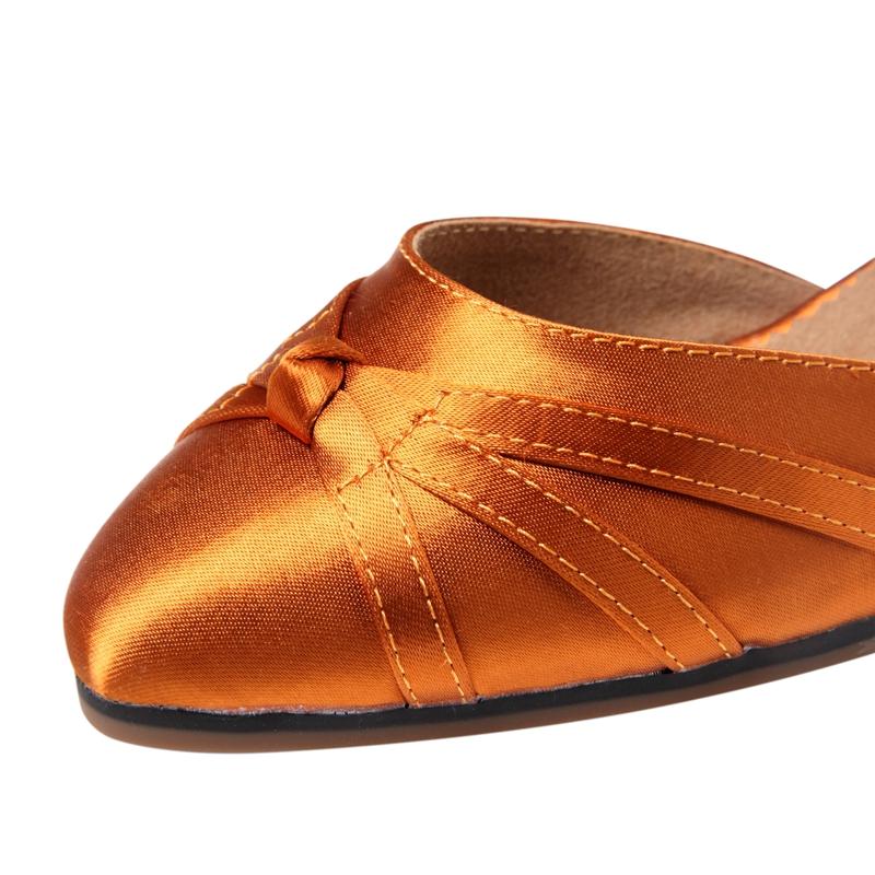 Women's Bronze Satin Customized Heel Closed Toe Ballroom Dance Shoes Modern Dance Shoes