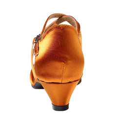 Women's Bronze Satin Customized Heel Closed Toe Ballroom Dance Shoes Modern Dance Shoes