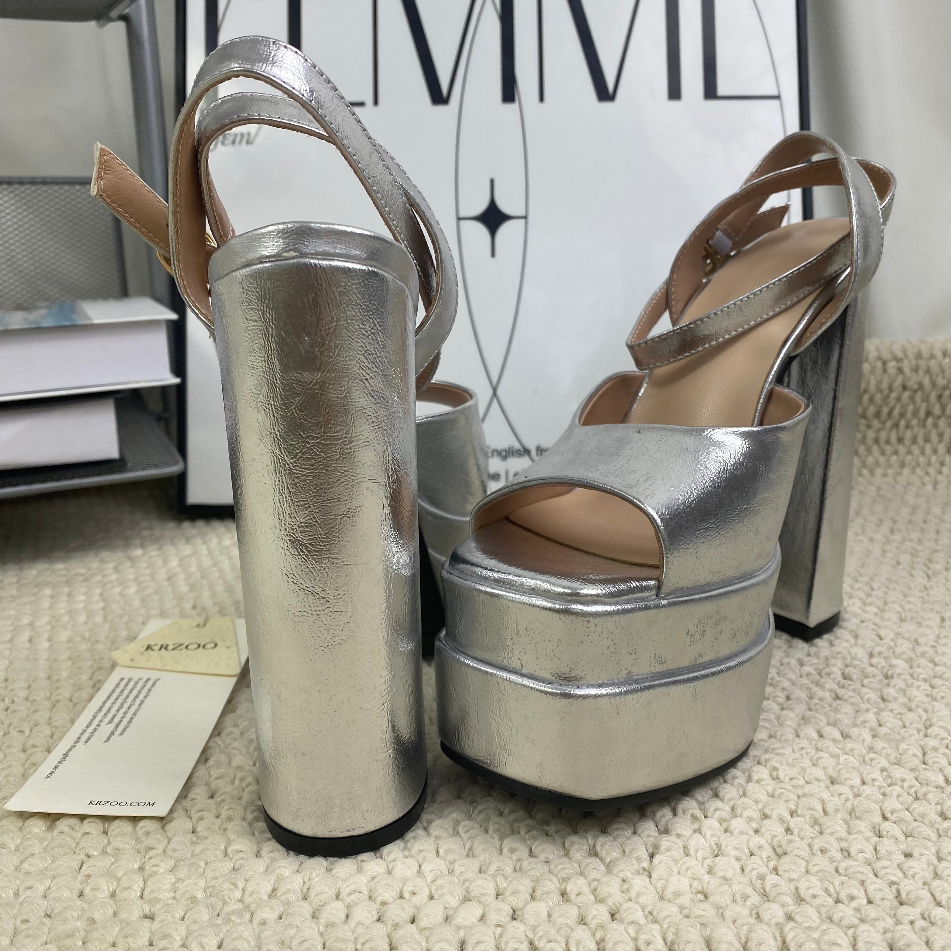 Fish-mouth double waterproof platform high heels