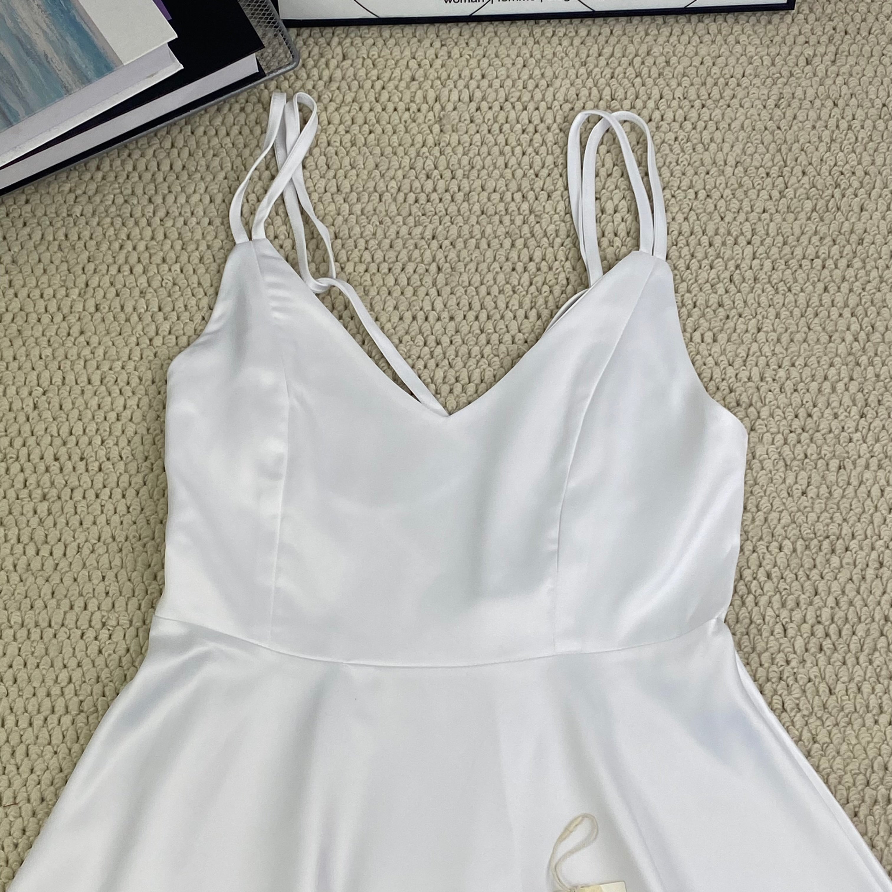Solid-color halter dress