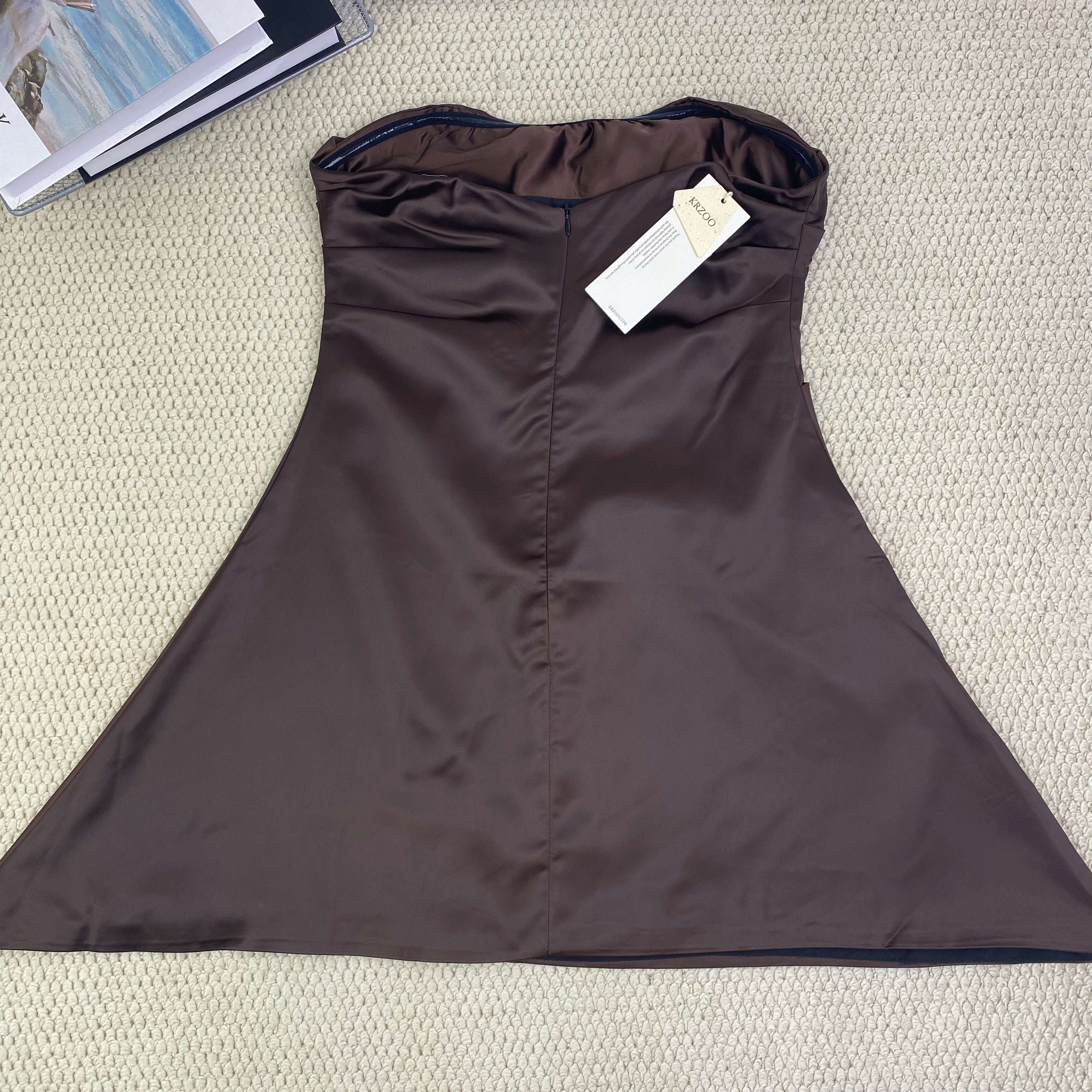 Ruffled waist-hugging off-the-shoulder dress