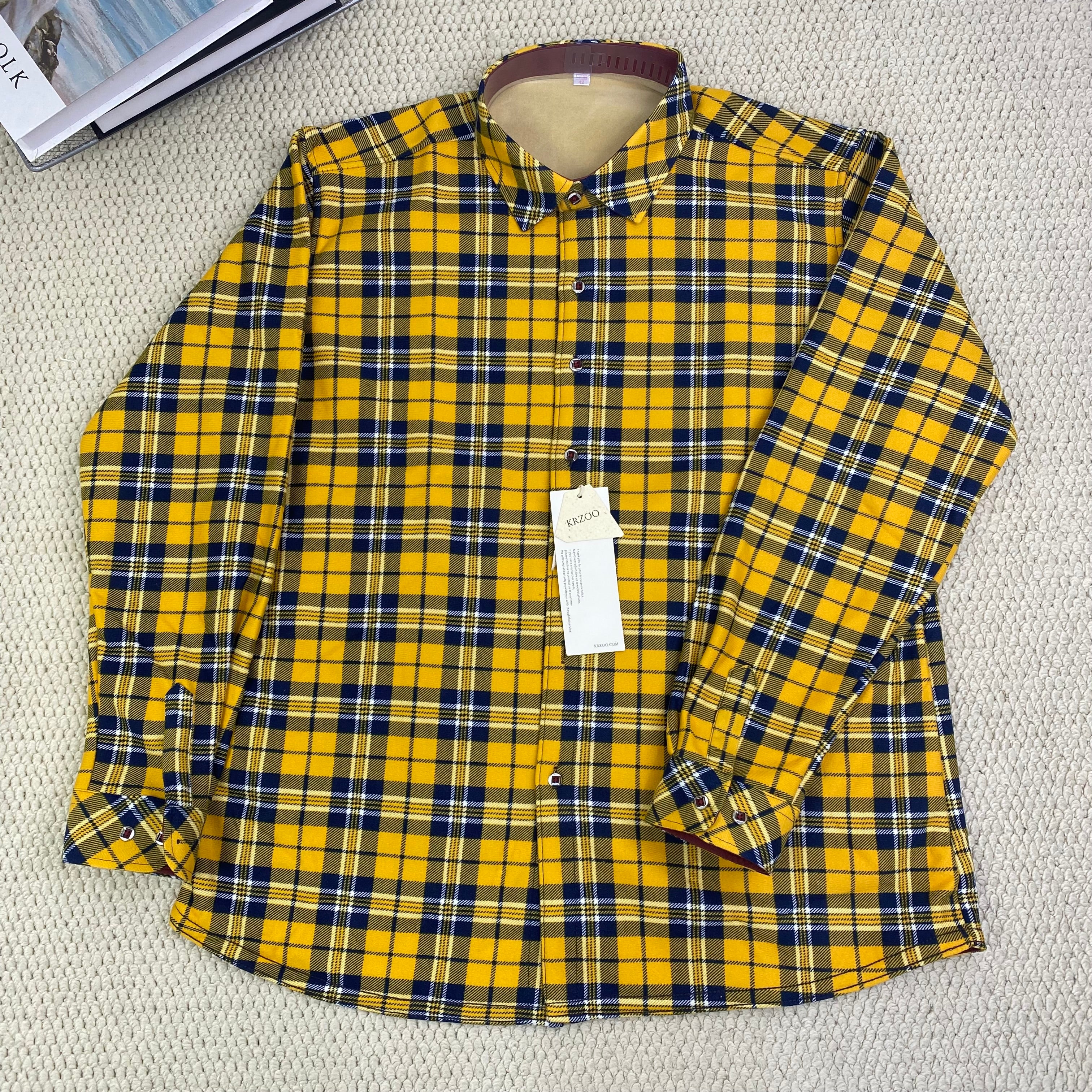 High street check casual loose-fitting shirt