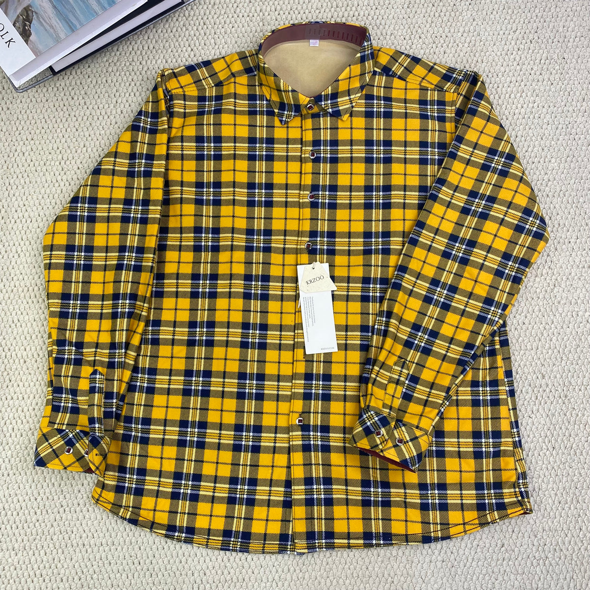 High street check casual loose-fitting shirt