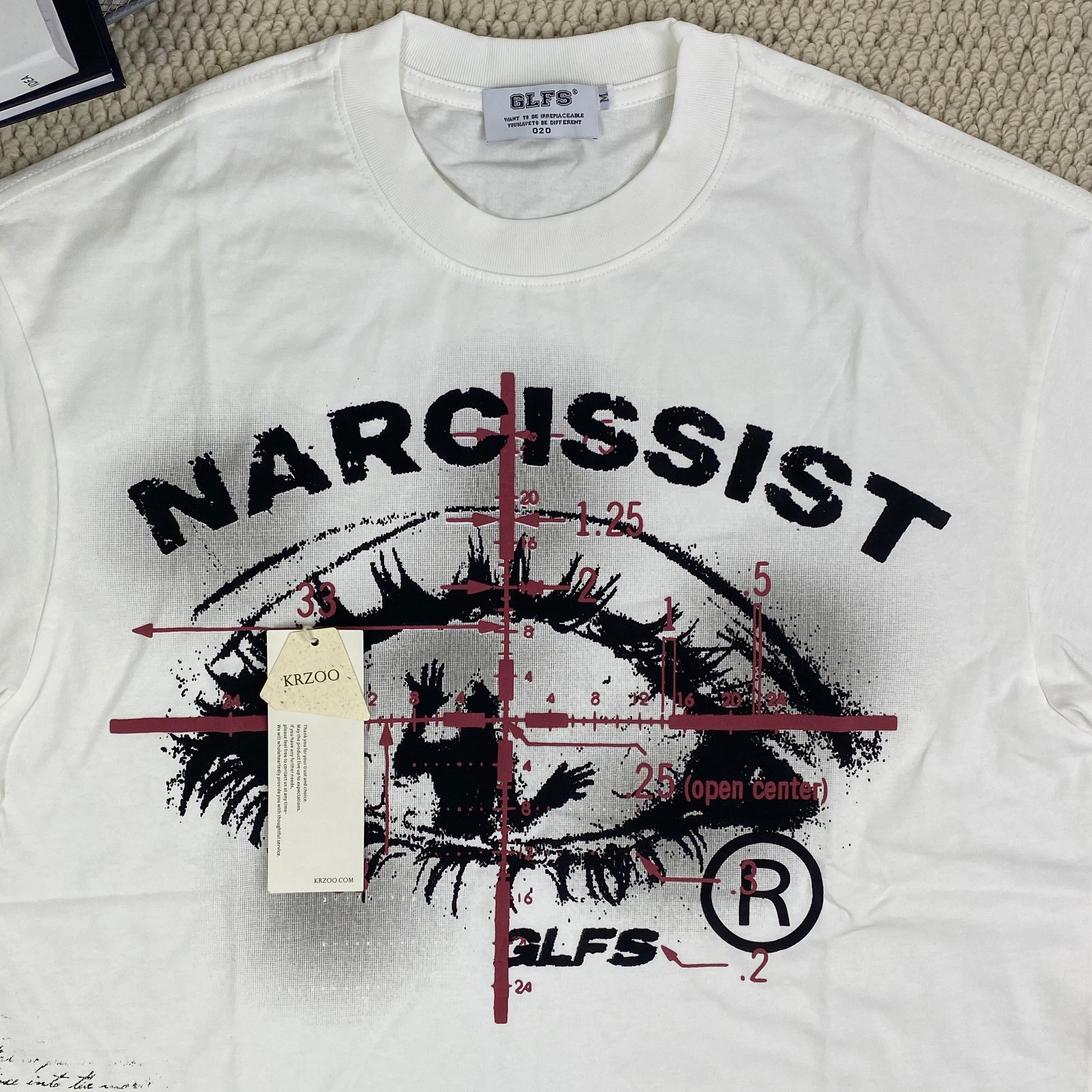 Neutral Cross Eyelet Loose-Sleeved T-shirt