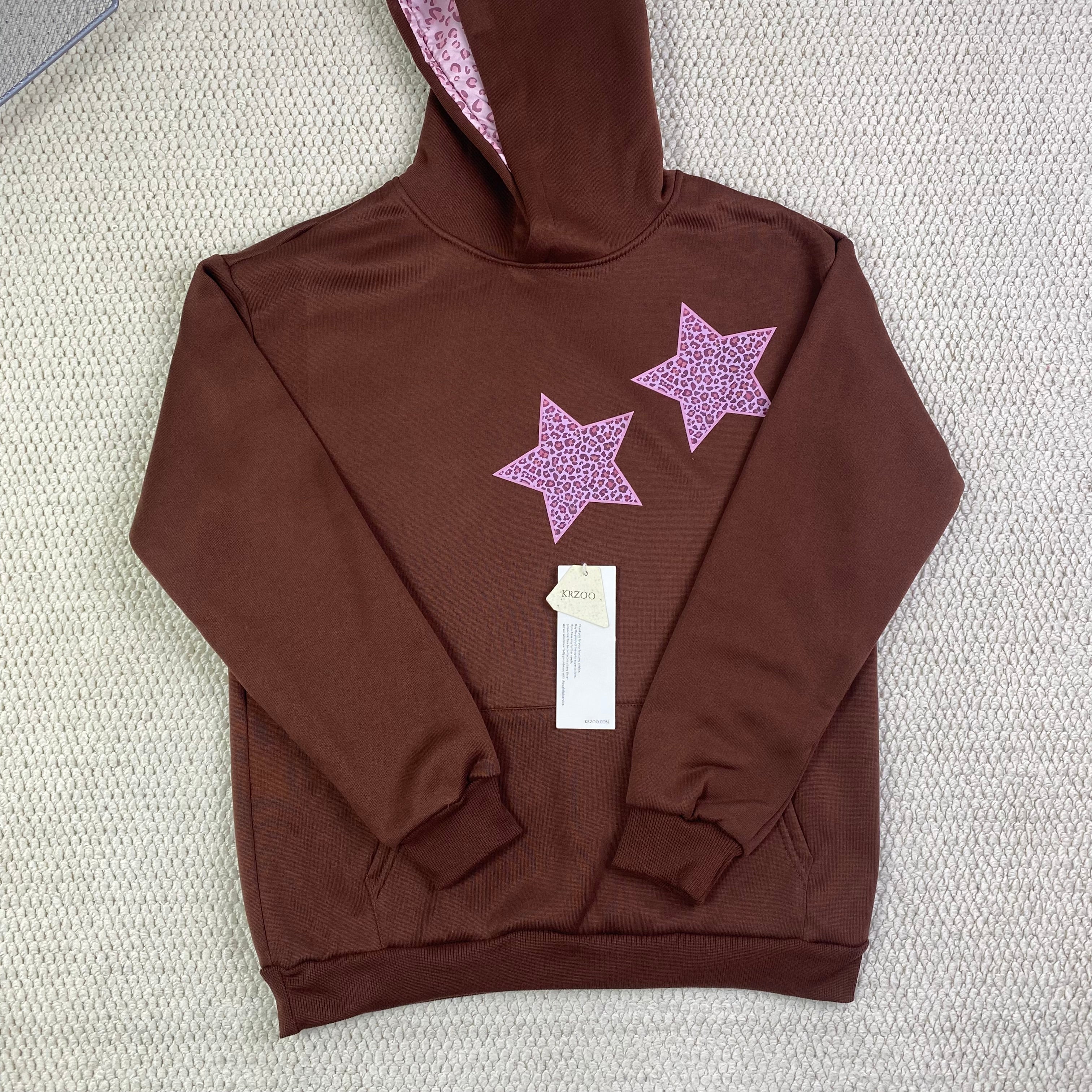 Star print hooded pullover hoodie