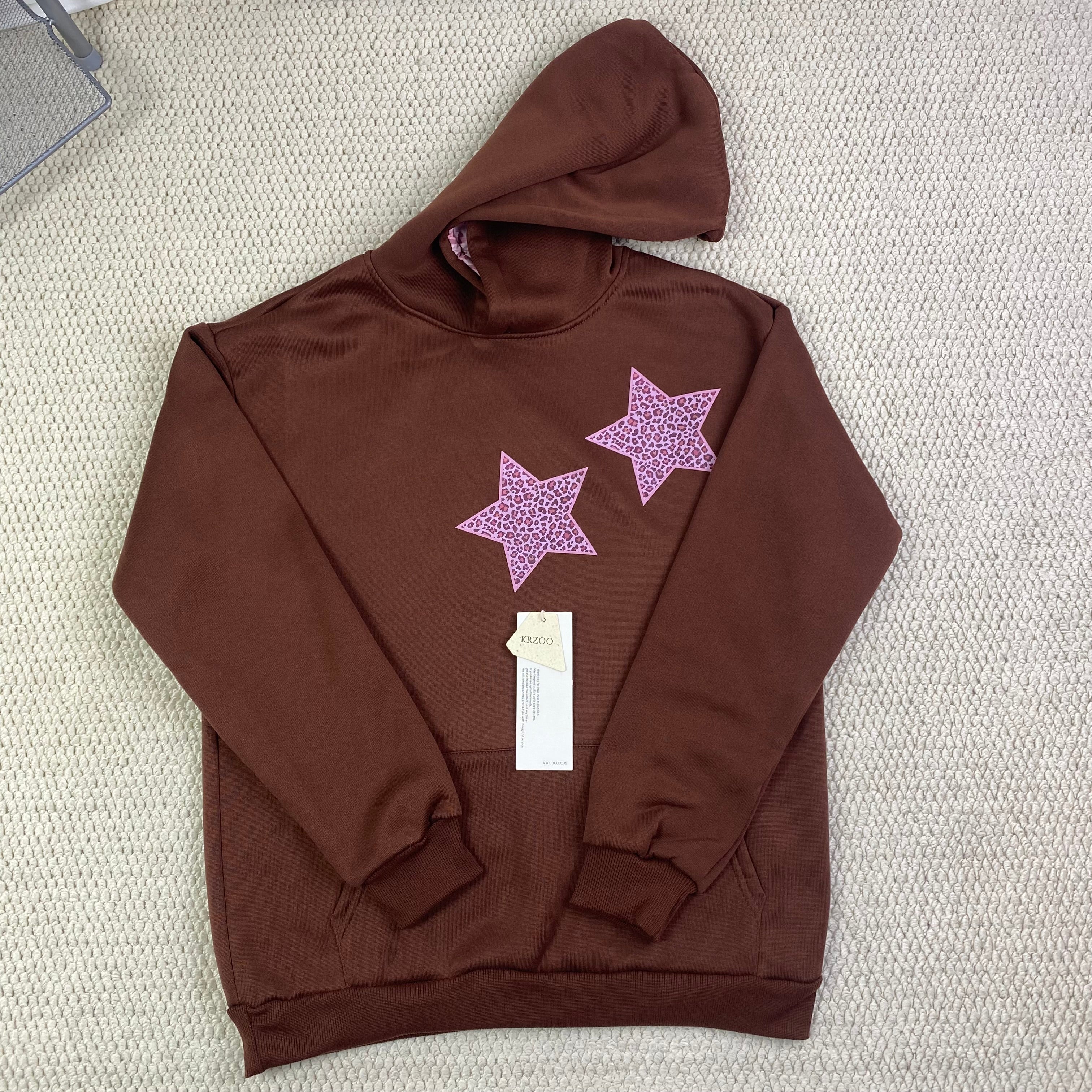 Star print hooded pullover hoodie