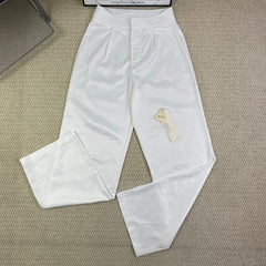 White straight-leg cool pants
