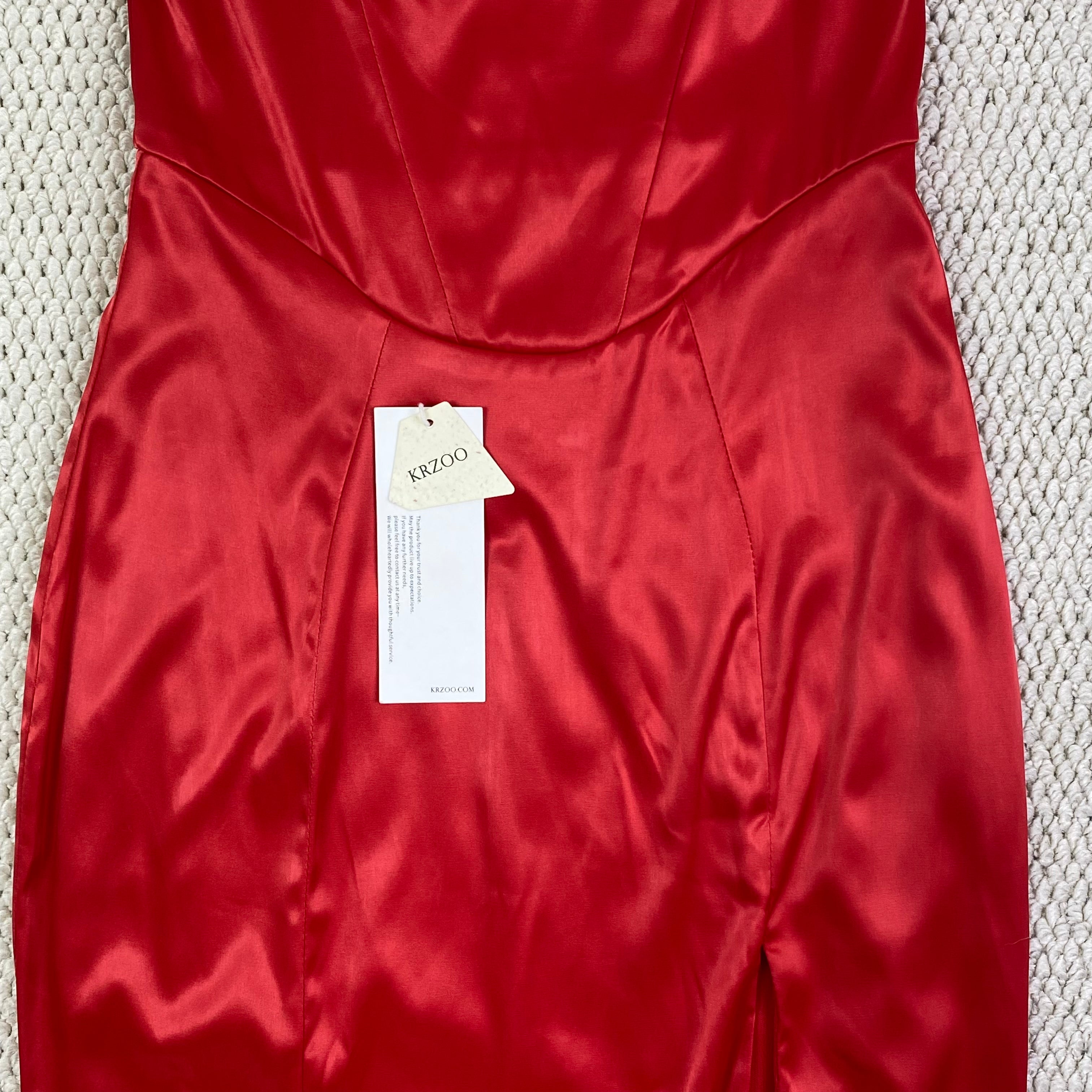 High-cut square-neck satin dress