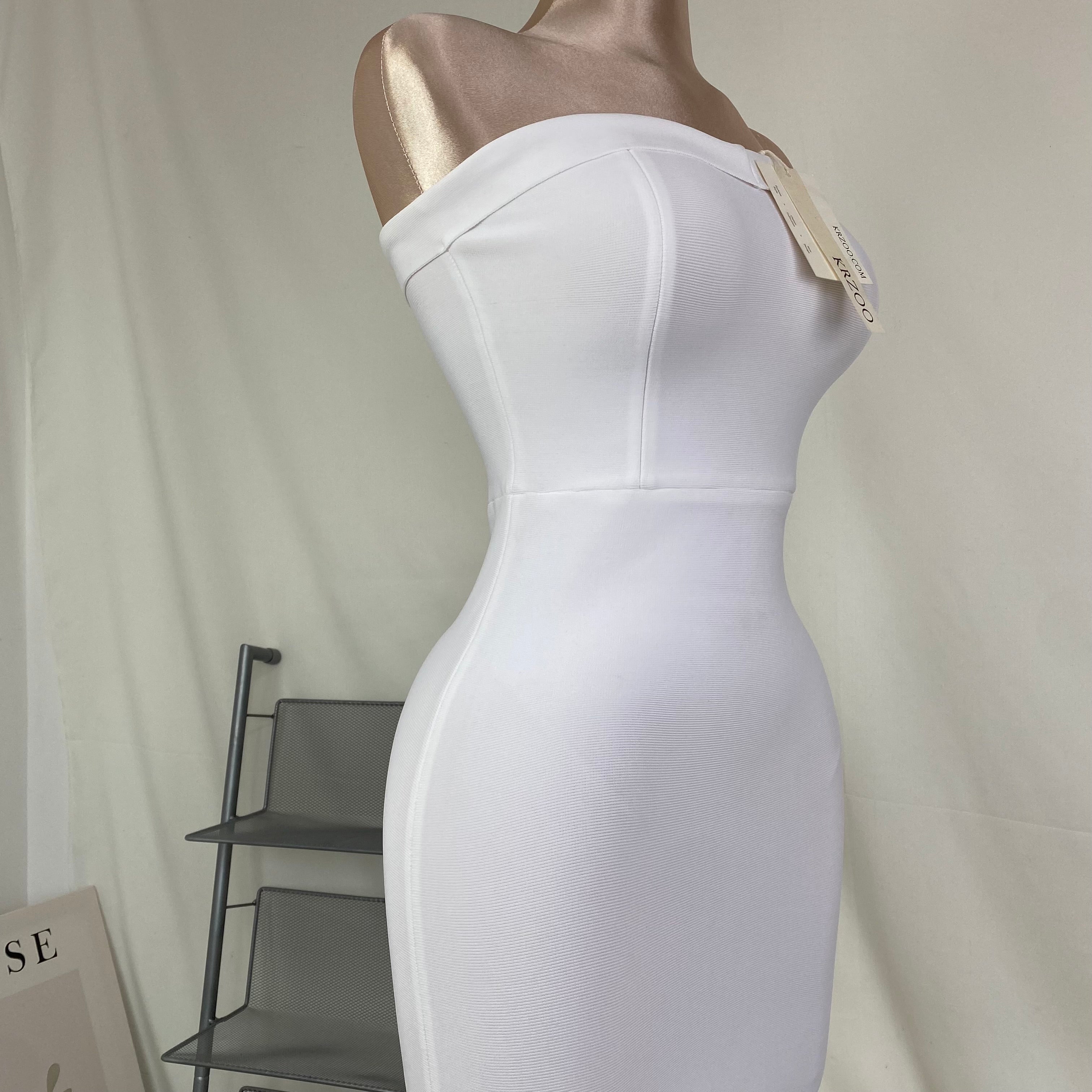 Knitted frilled hemmed plunging dress