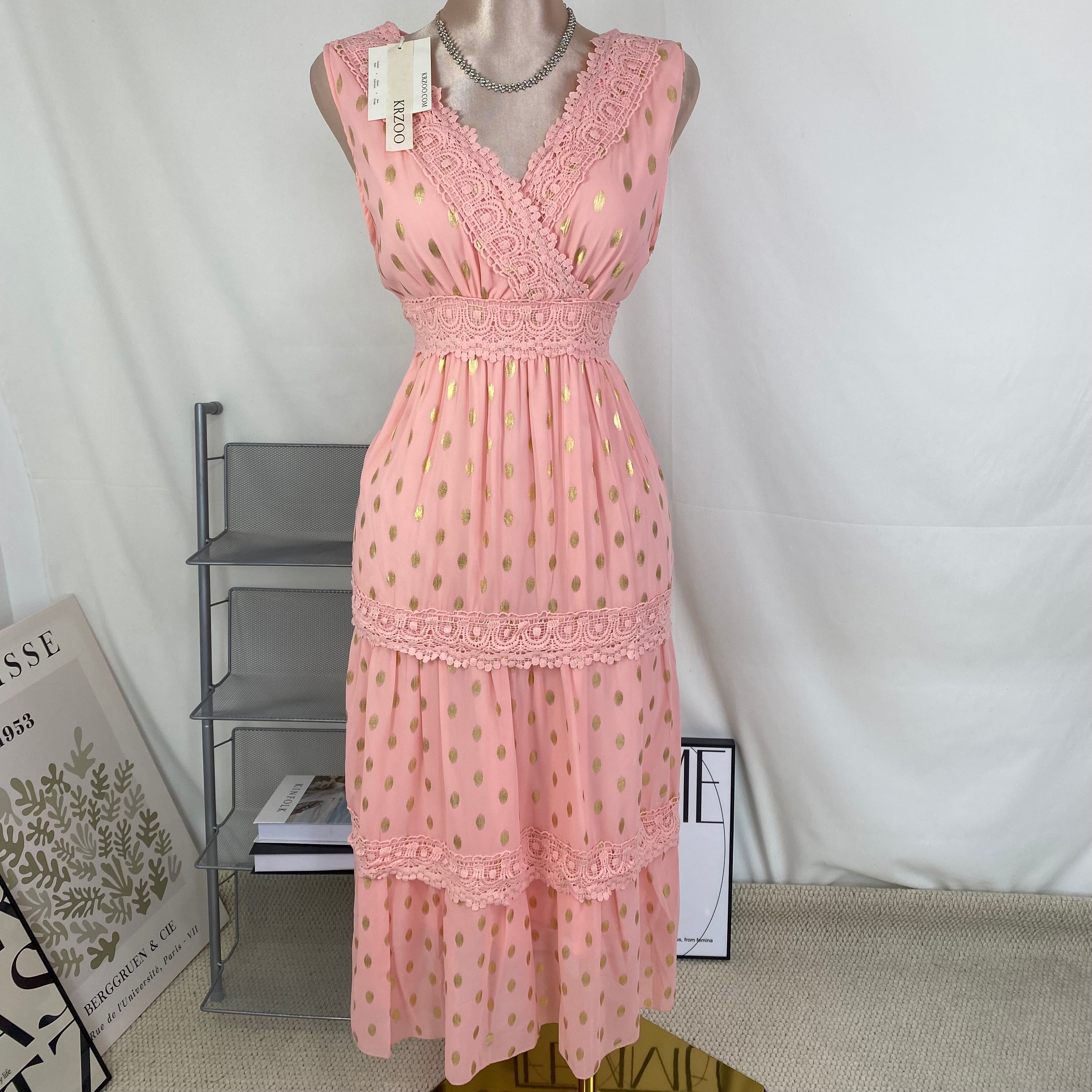 Deep V sleeveless chiffon dress