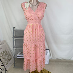Deep V sleeveless chiffon dress