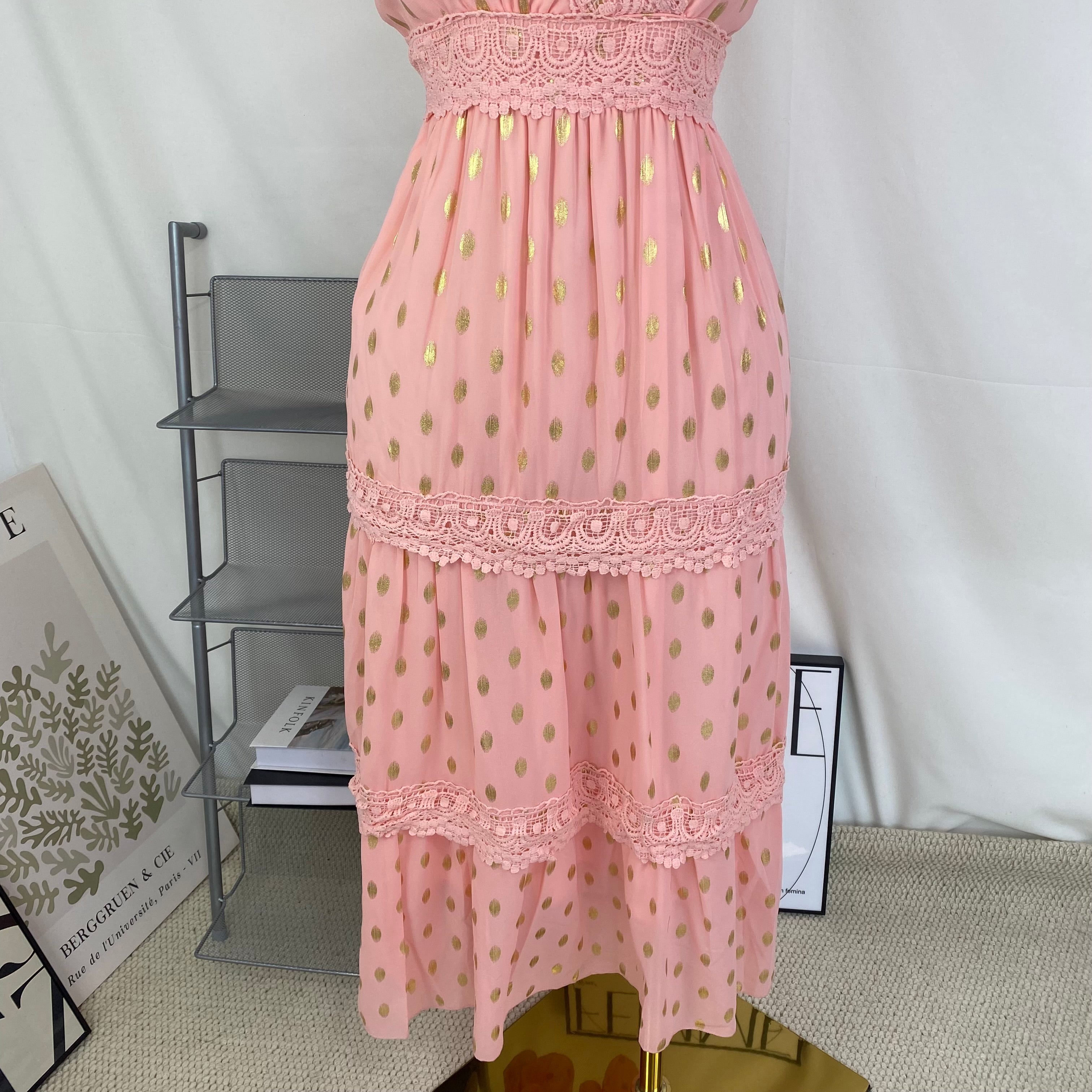 Deep V sleeveless chiffon dress