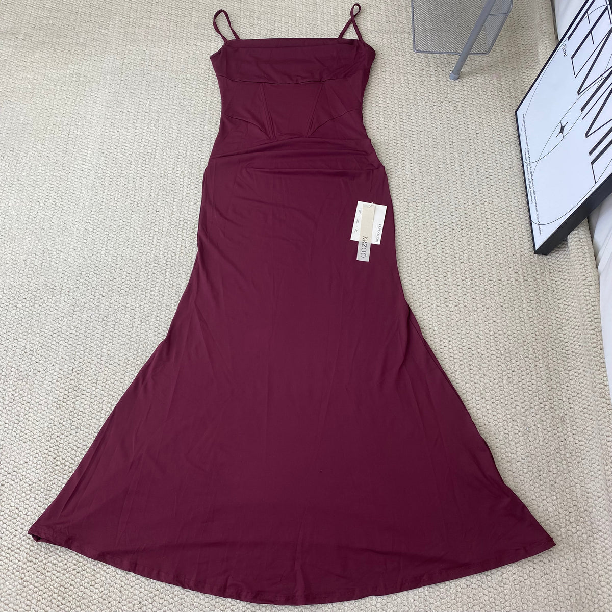 Ruffled waist bagging A-line fish-tail dress