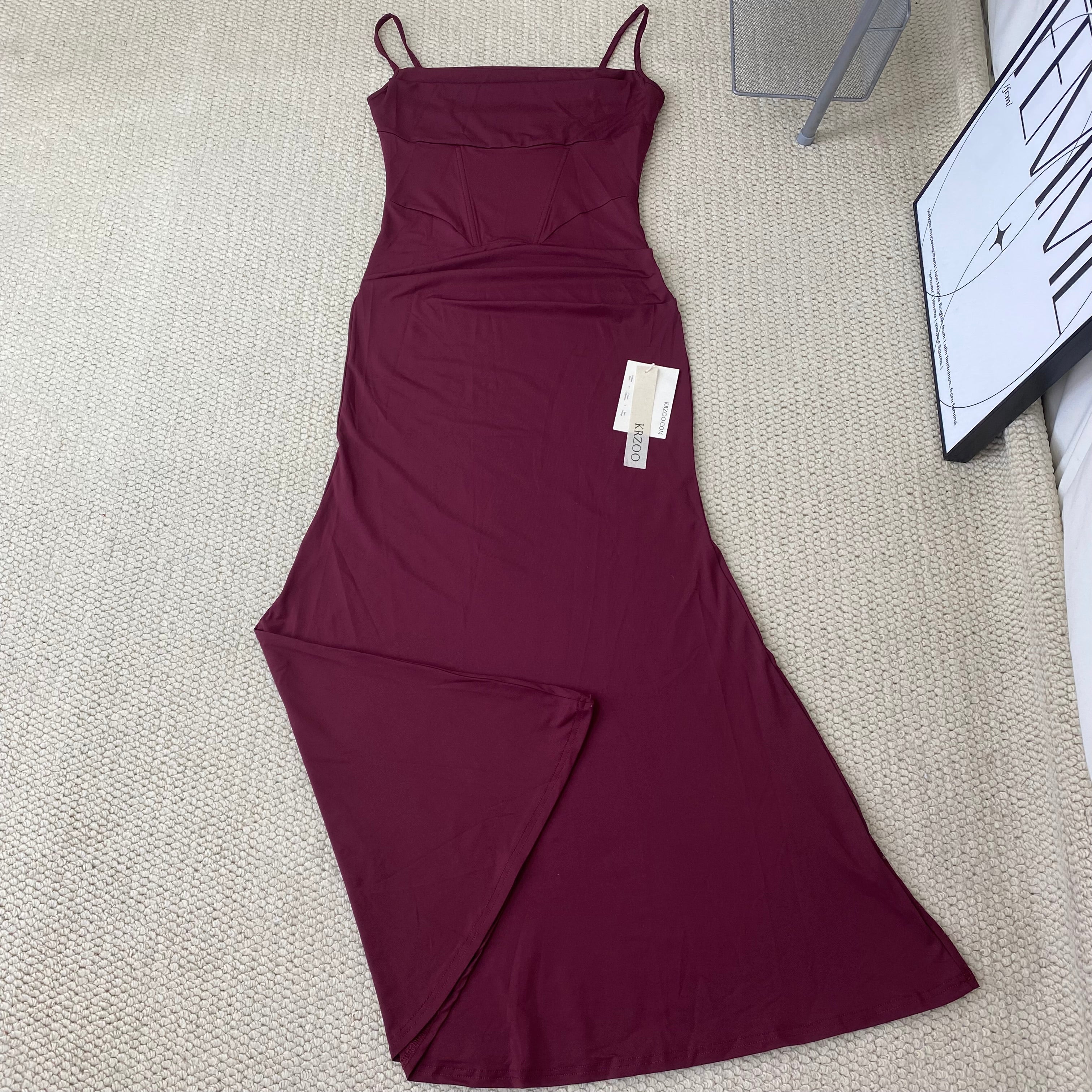 Ruffled waist bagging A-line fish-tail dress