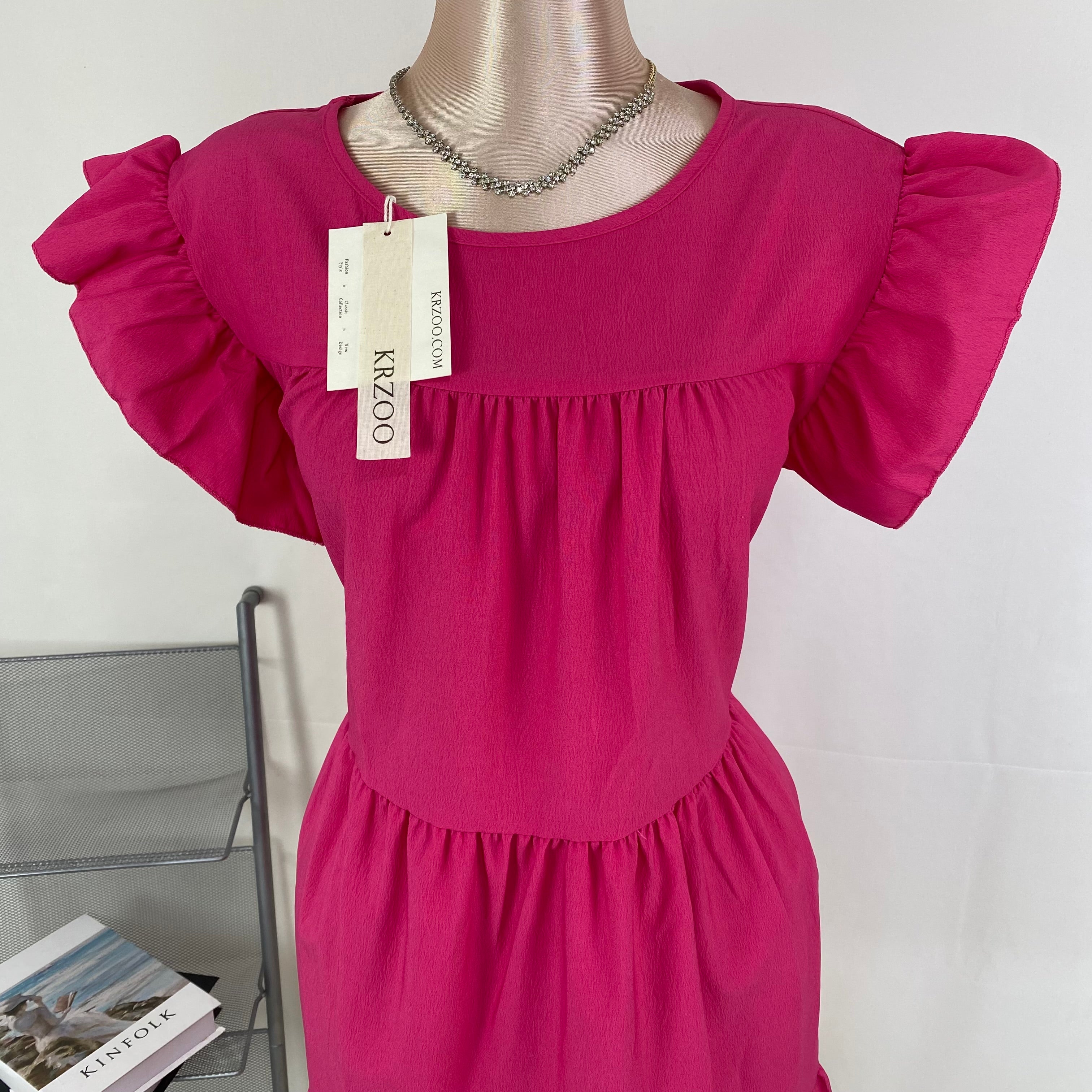 Solid-color loose short-sleeved casual dress