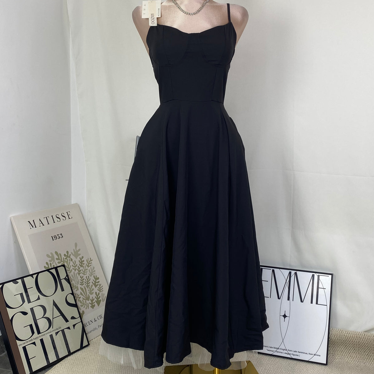 Net-silk wide-sleeved double-layered dress