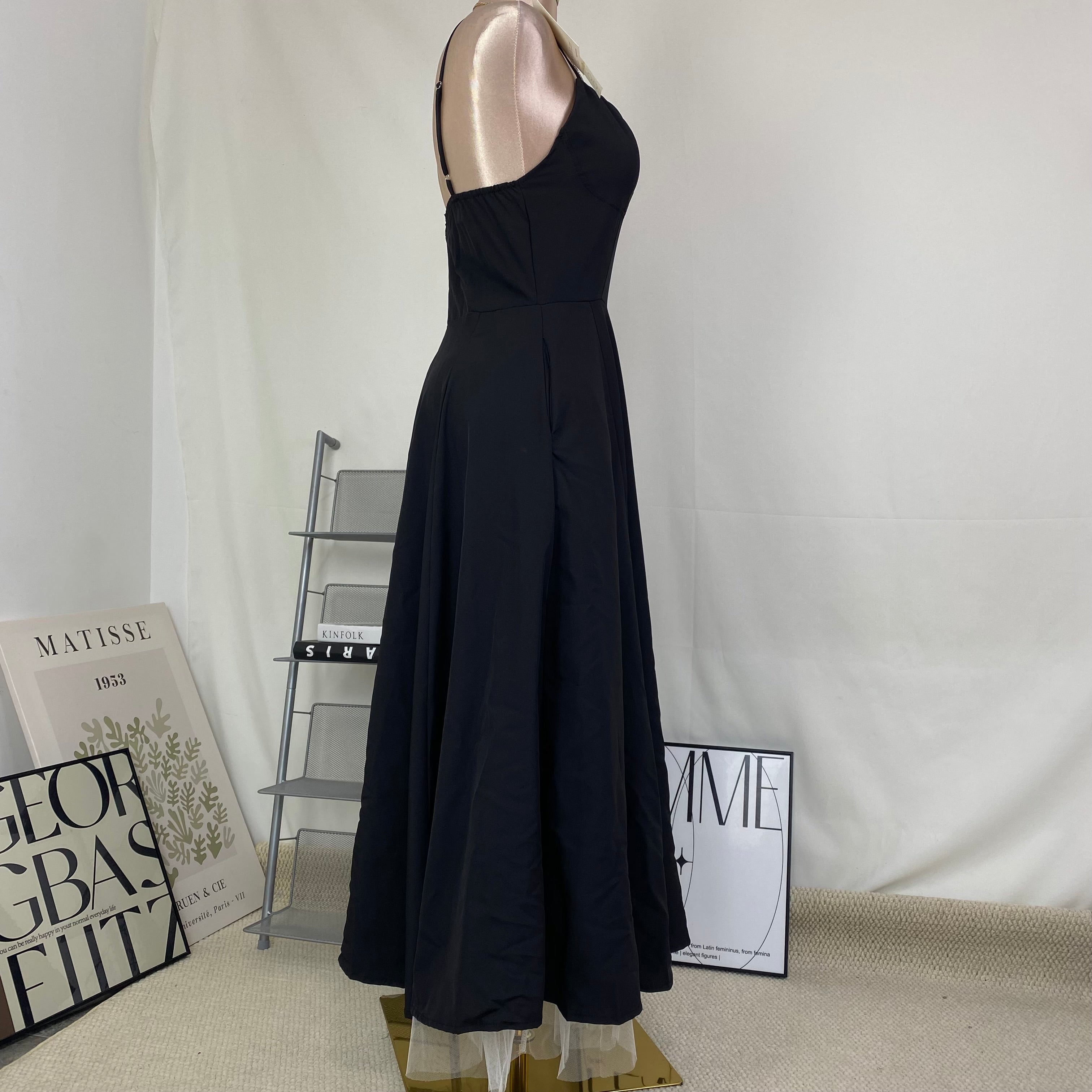 Net-silk wide-sleeved double-layered dress