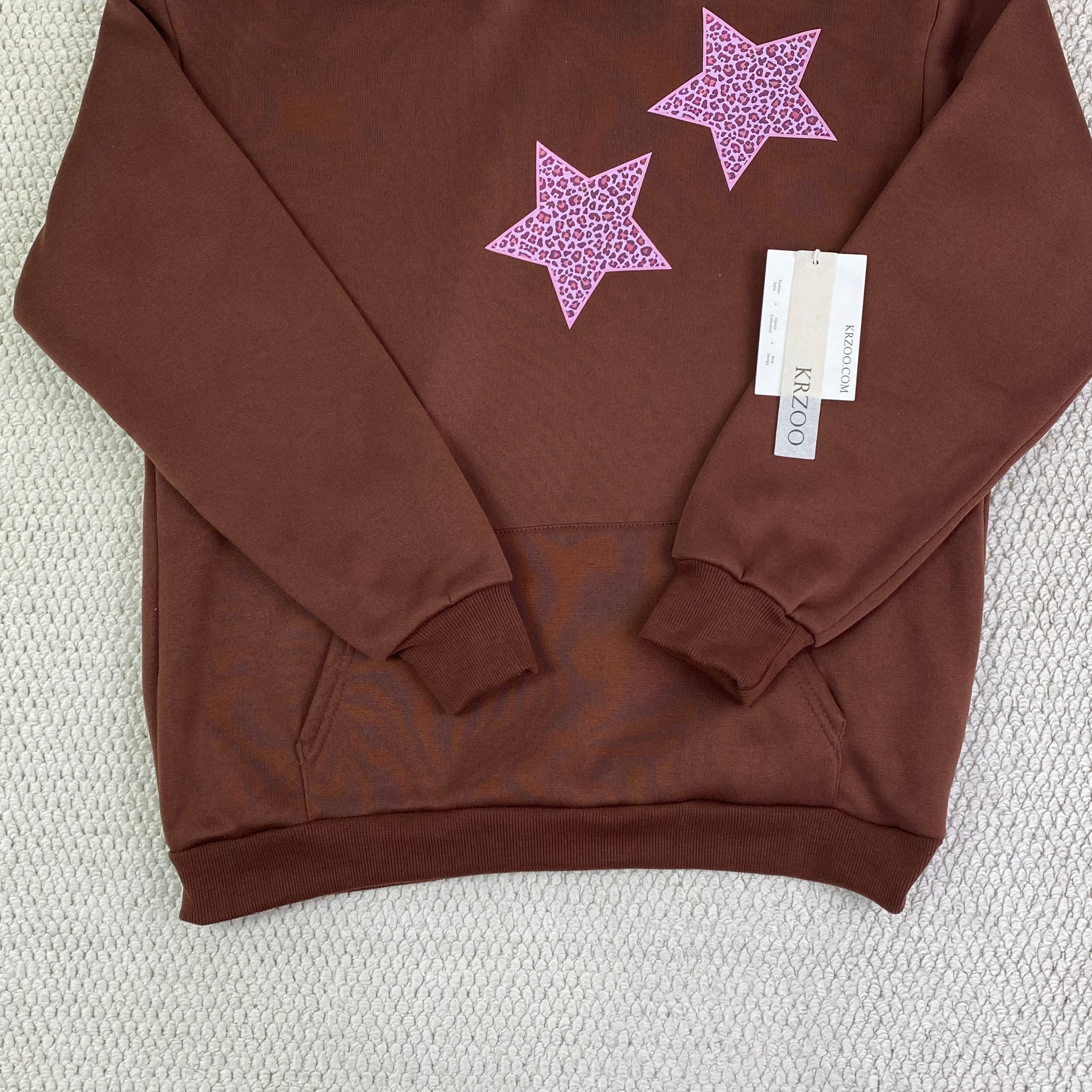 Gray leopard print five-pointed star hooded jacket