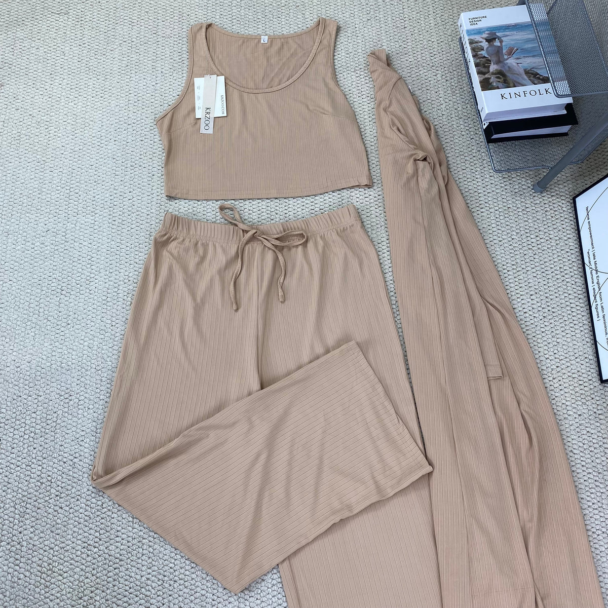 Knitted tank top three-piece set