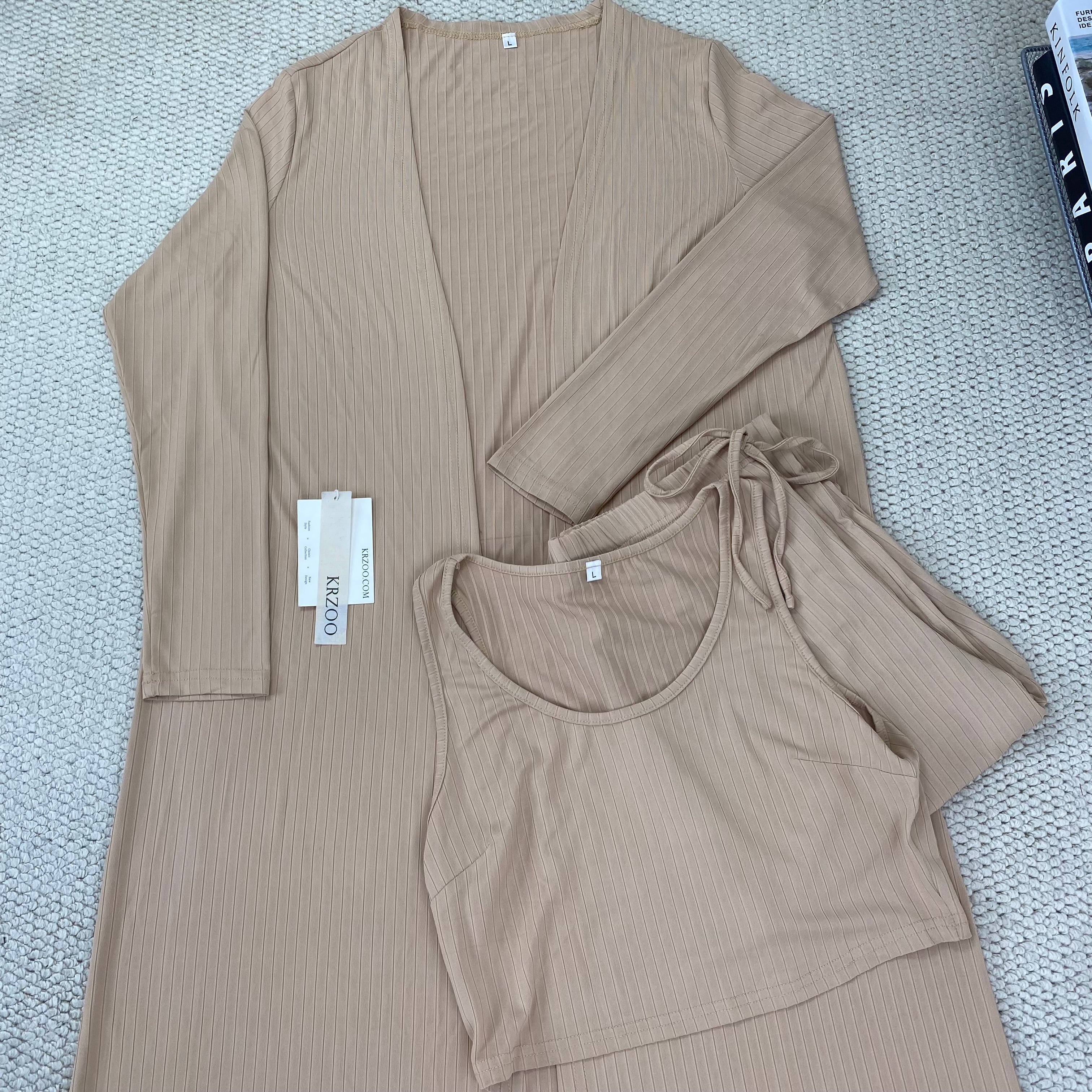 Knitted tank top three-piece set