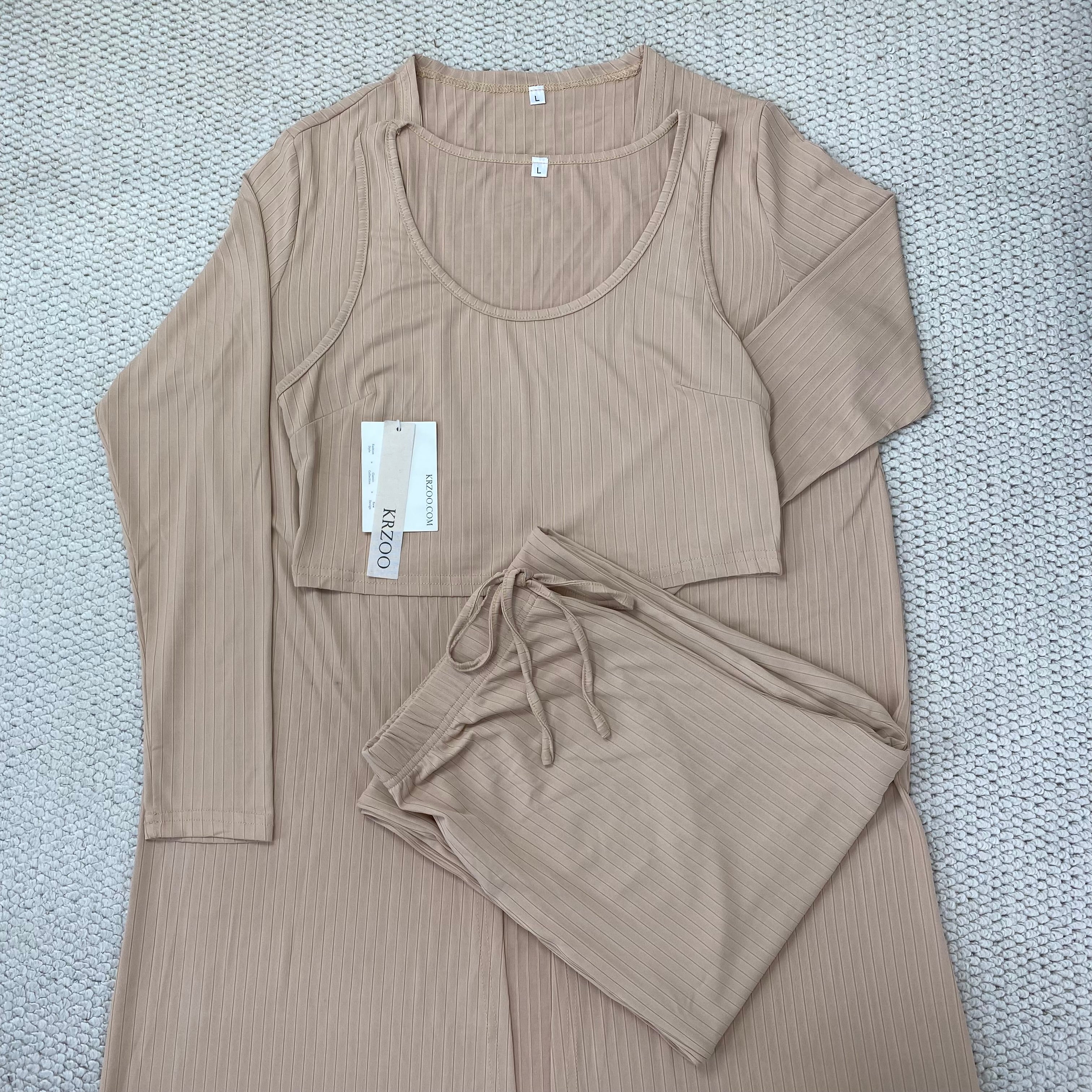 Knitted tank top three-piece set