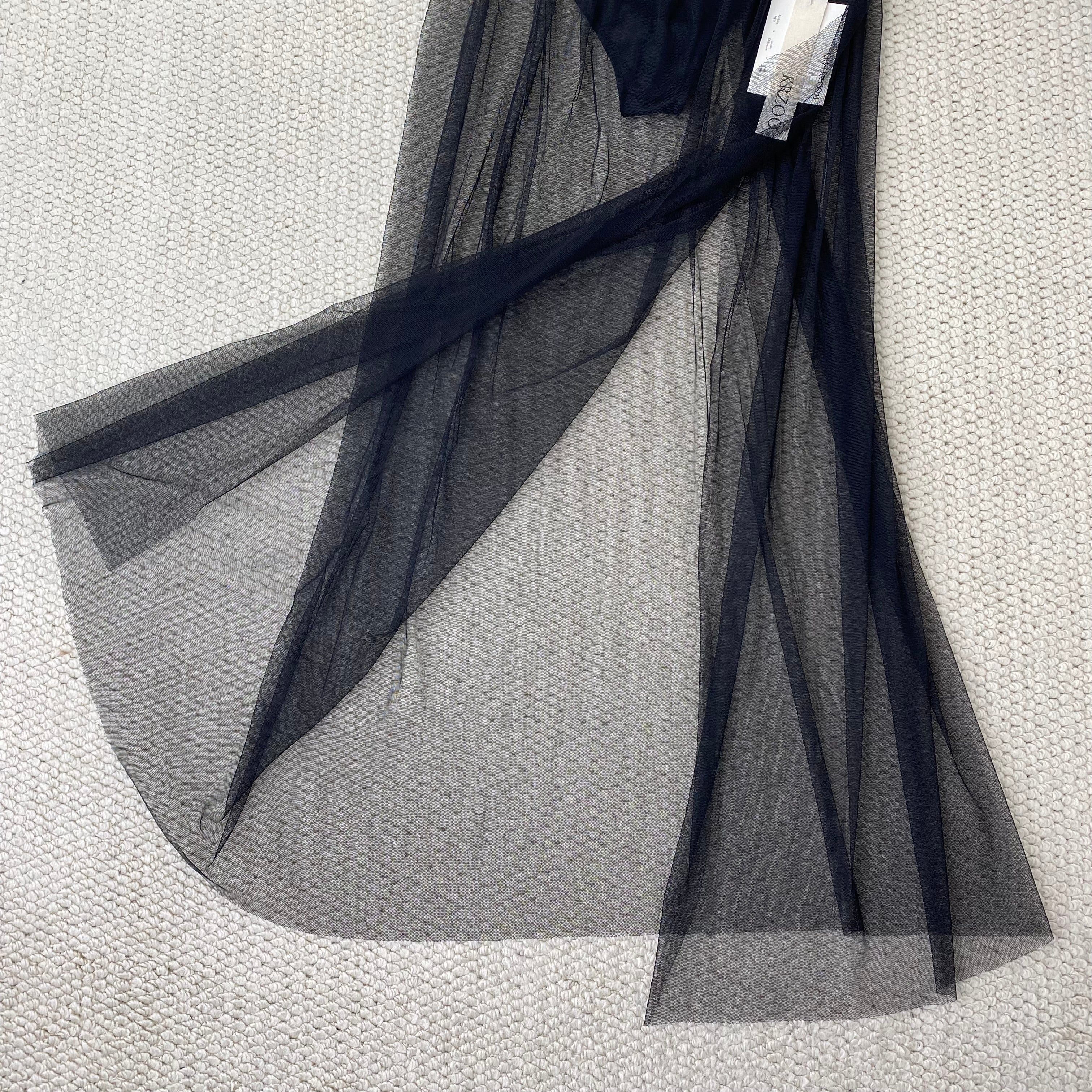 Fishbone mesh long dress