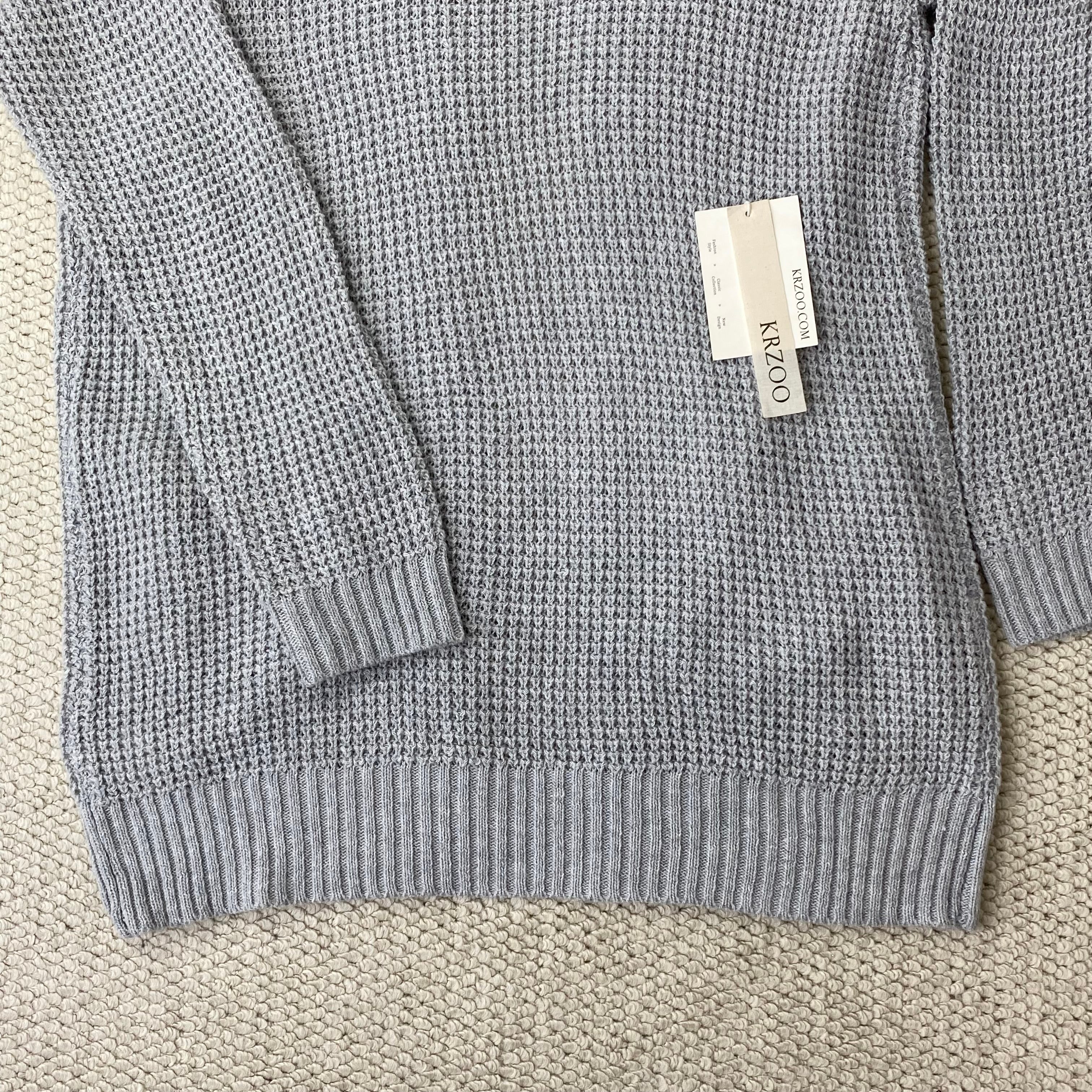 Knitted plain-colored long-sleeved cardigan jacket