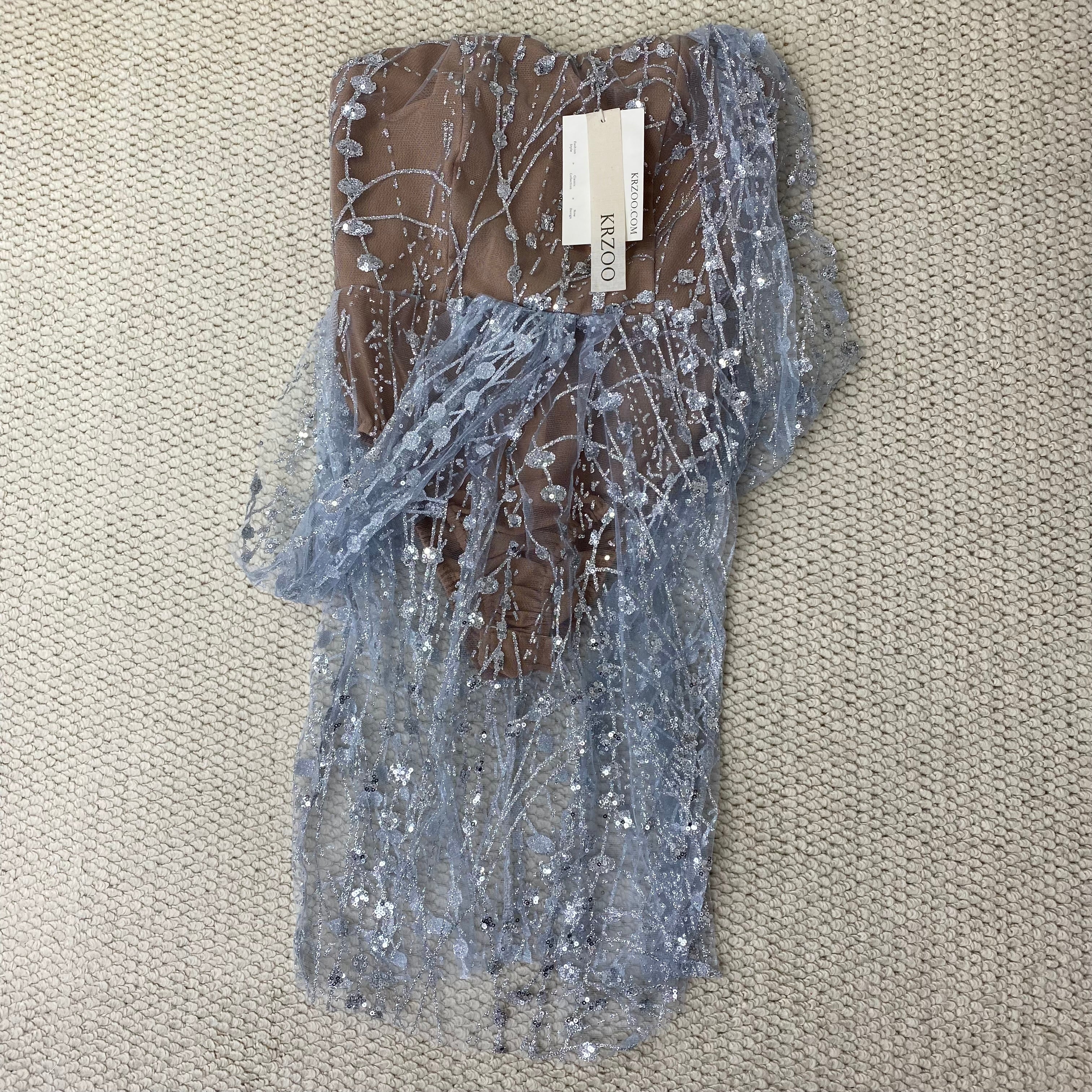 Fluffy sequin-covered bustier dress