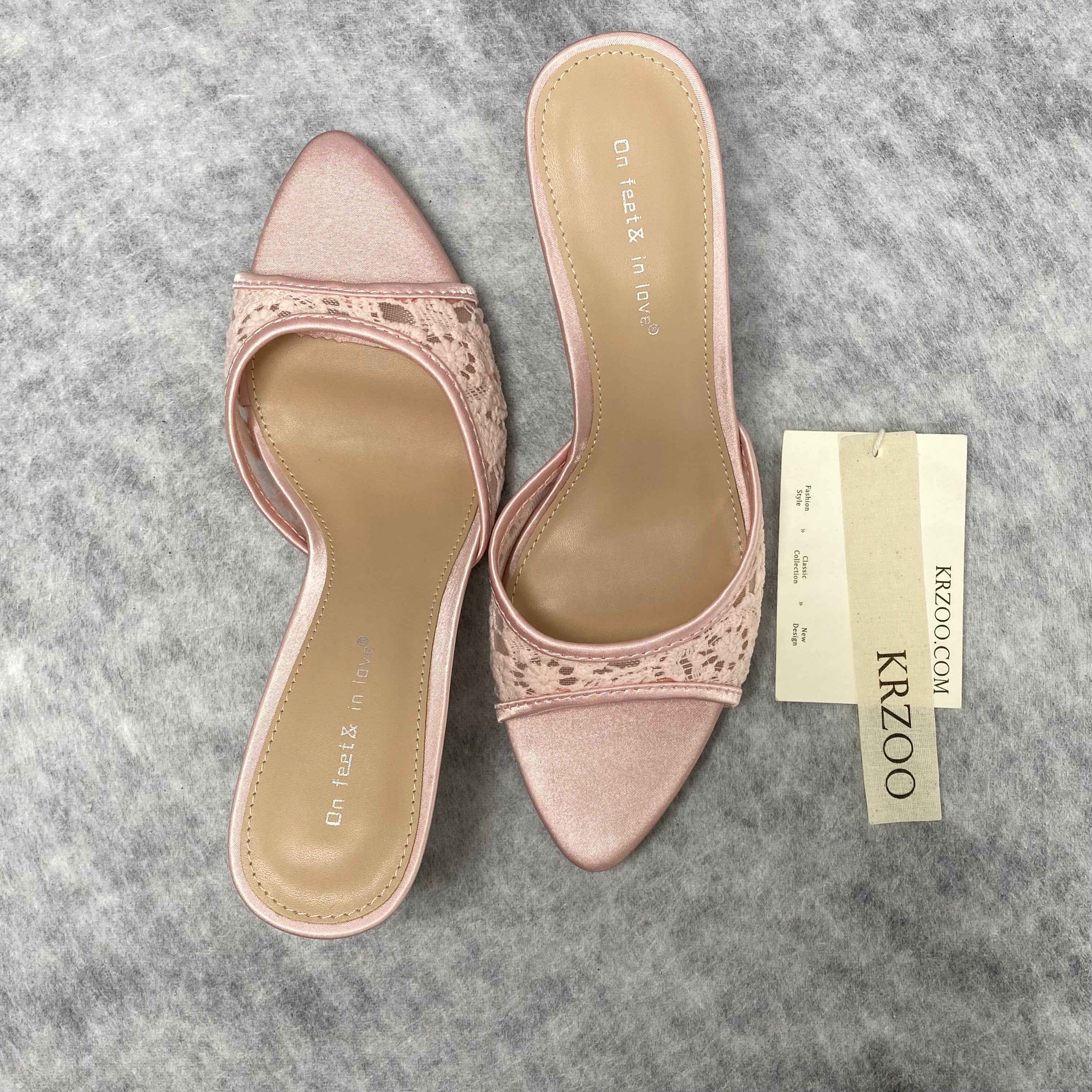 Embroidered floral mesh high heels