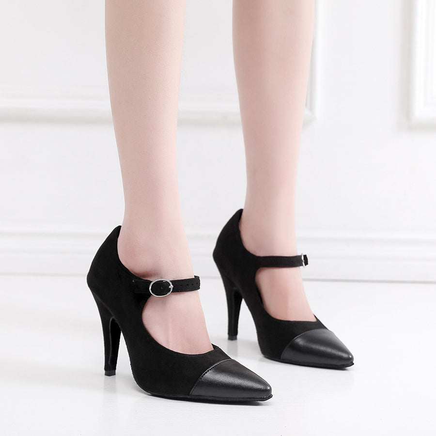 Women's 10cm Heel Velvet Dance Heels Ballroom Dance Shoes