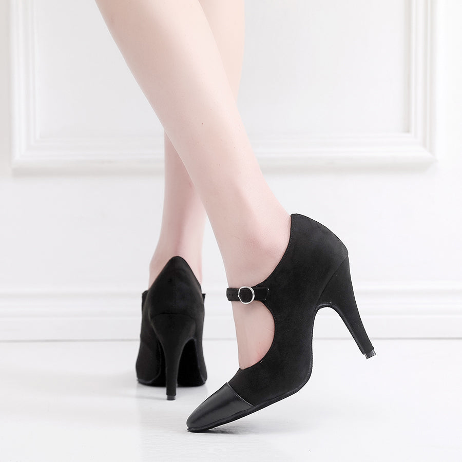 Women's 10cm Heel Velvet Dance Heels Ballroom Dance Shoes