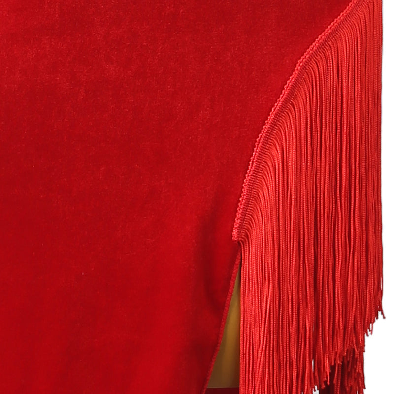 Customisable-Women's Long Sleeve Red Tassel DanceWear Dance Dress Performance Wear