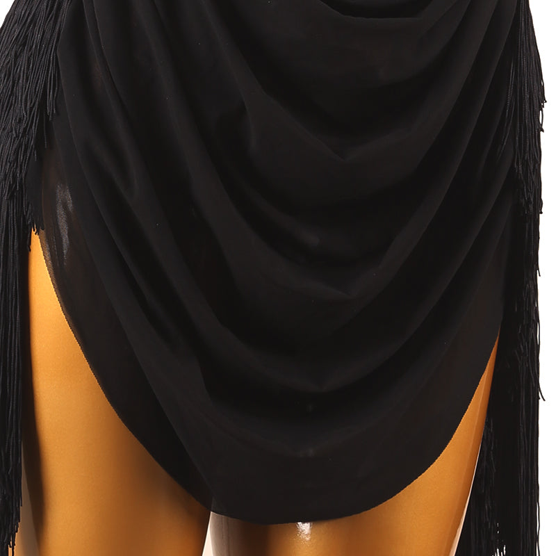 Customisable-Women's Performance Sleeveless Ruffle Latin Salsa Dance Dress Competition Dress