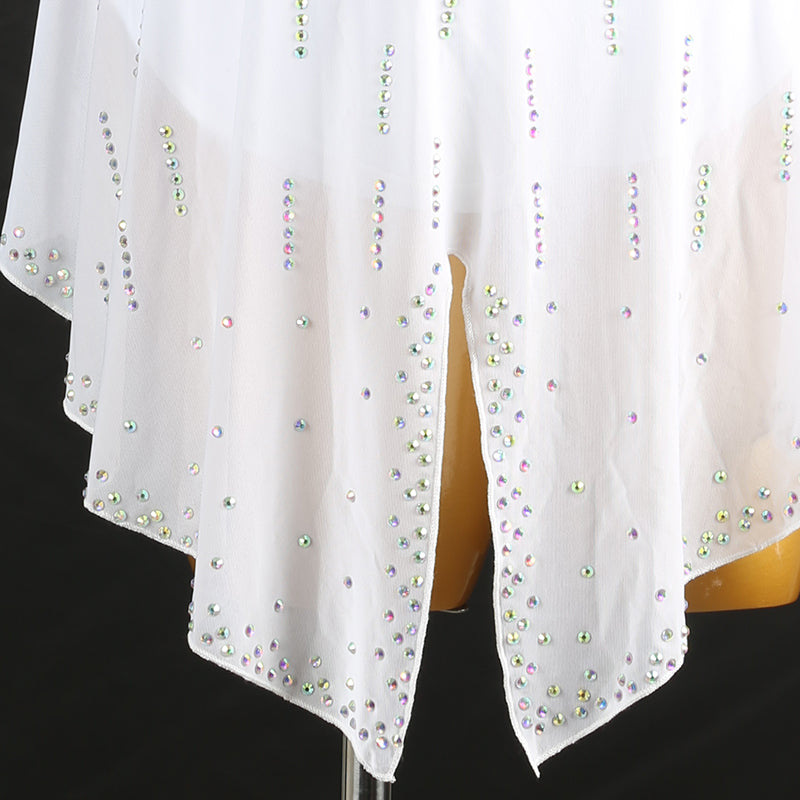 Customisable-Women's White Mesh Tassel DanceWear Dance Dress Performance Wear