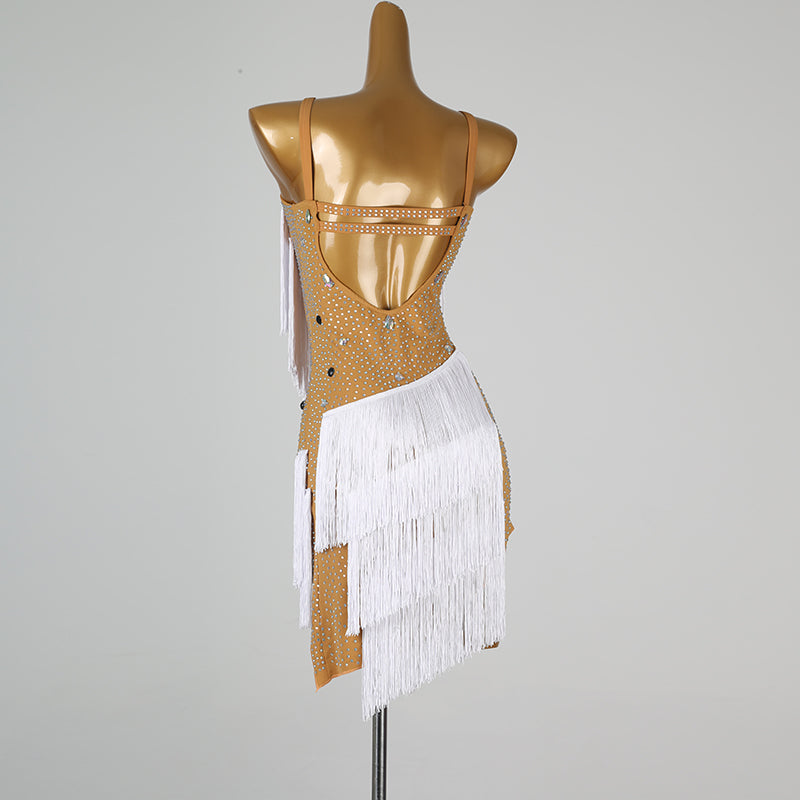 Customisable-Women's White Tassel DanceWear Dance Dress Performance Wear