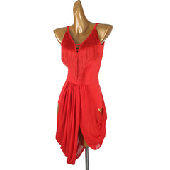 Customisable-Women's Red Tassel DanceWear Dance Dress Performance Wear