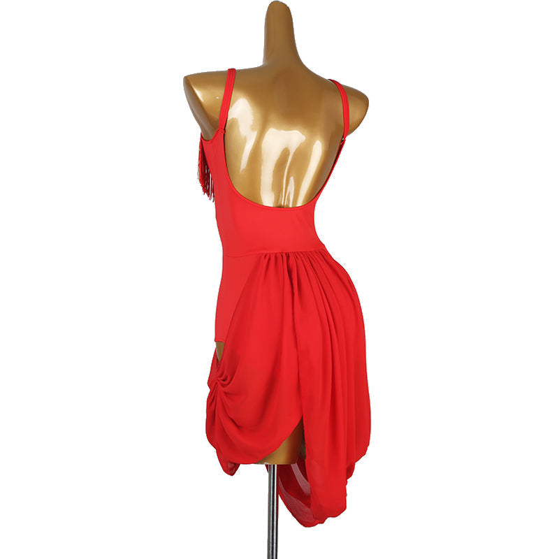 Customisable-Women's Red Tassel DanceWear Dance Dress Performance Wear