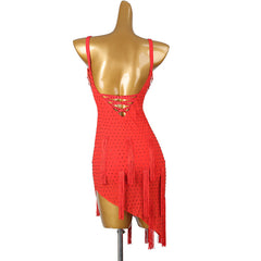 Customisable-Women's Red Tassel DanceWear Dance Dress Performance Wear