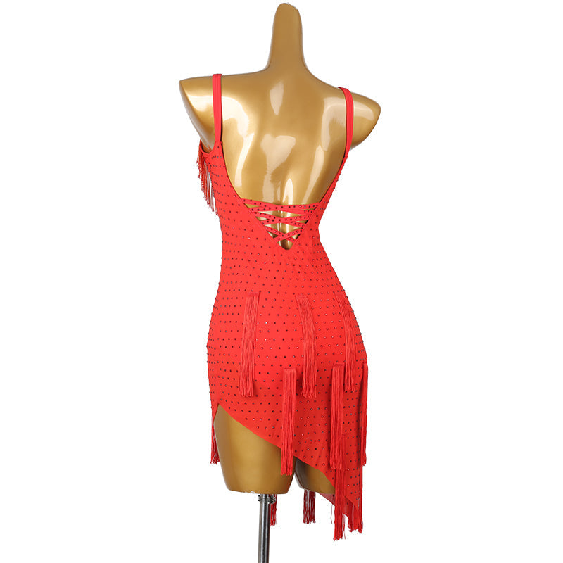 Customisable-Women's Red Tassel DanceWear Dance Dress Performance Wear