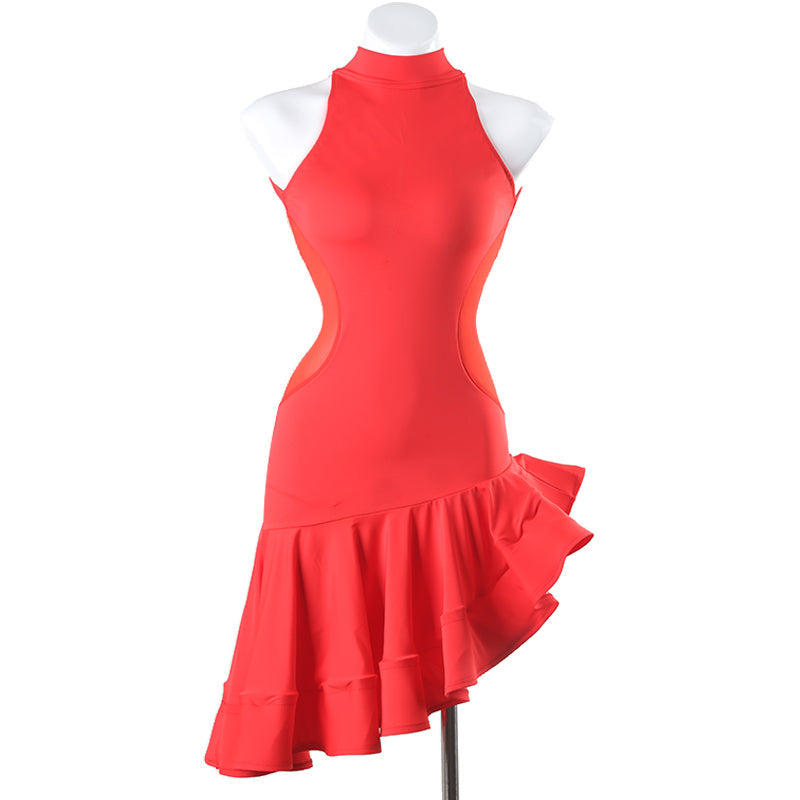 Customisable-Women's Red Ruffle Dance Wear Dance Dress Performance Wear