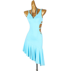 Customisable-Women's Light Blue Ruffle DanceWear Dance Dress Performance Wear