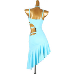 Customisable-Women's Light Blue Ruffle DanceWear Dance Dress Performance Wear